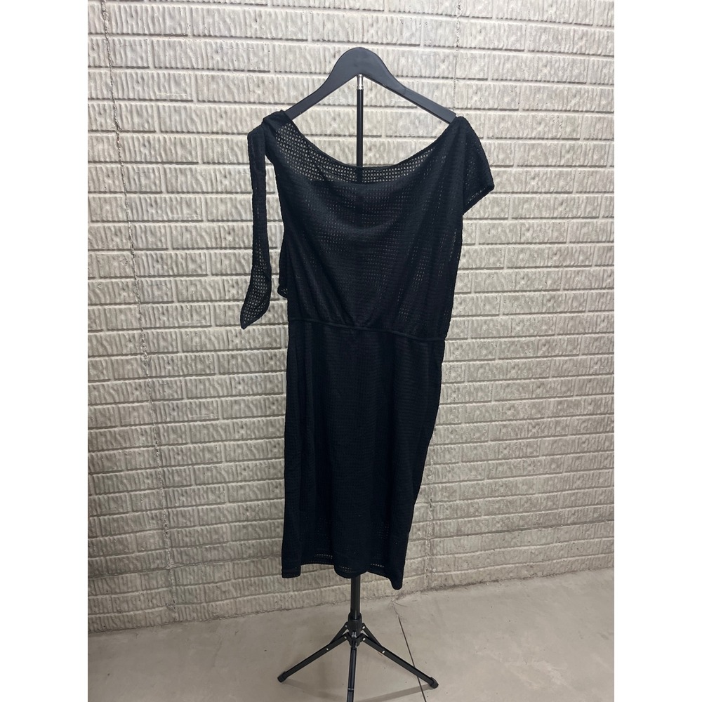 Cupshe Black Mesh One Shoulder Swim Cover Up Dress CAA05A4A056AA Large NEW